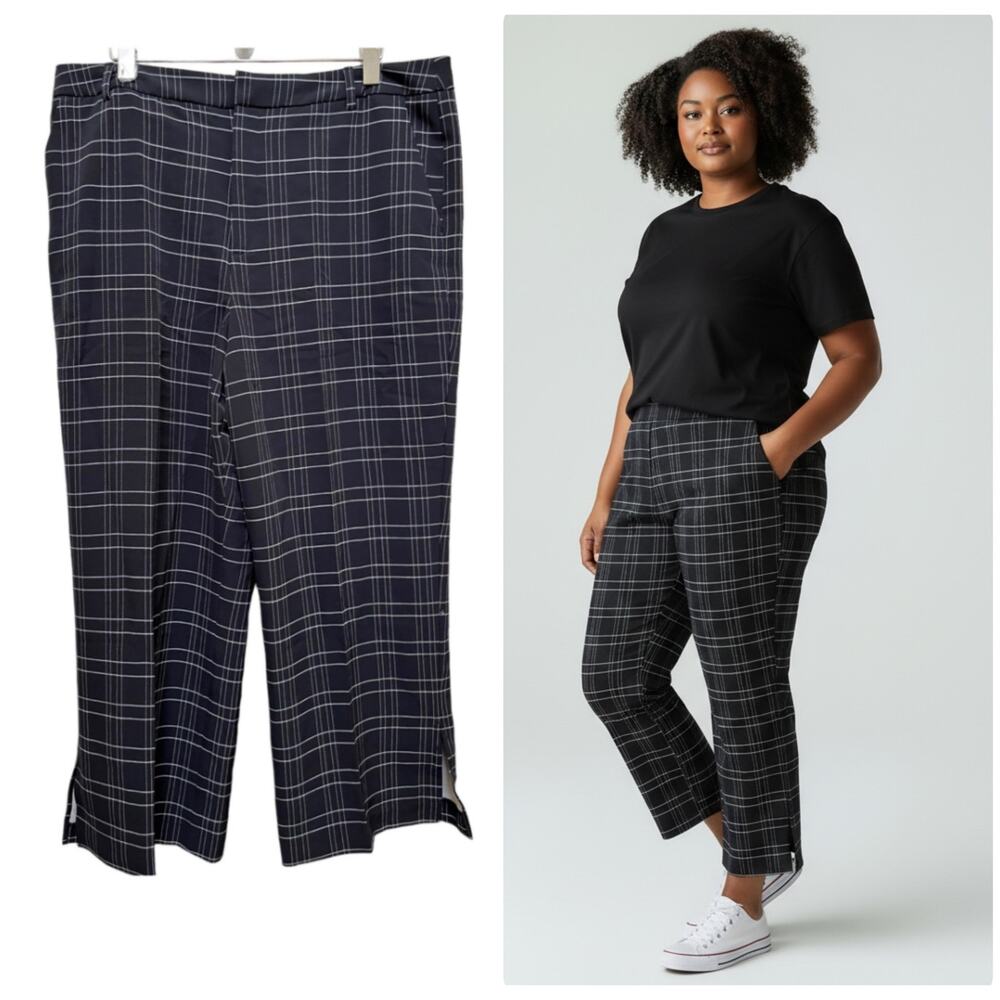 Versona New Windowpane Print Size 18 Slim Straight Pant 25 Inch Inseam